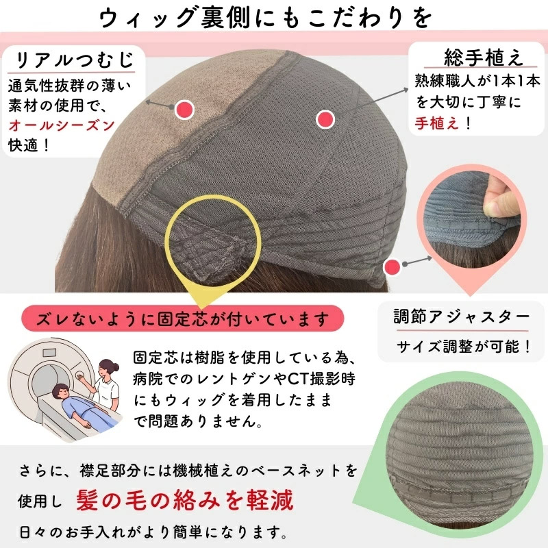 ウィッグの裏側までこだわり ウィッグの裏側までこだわり