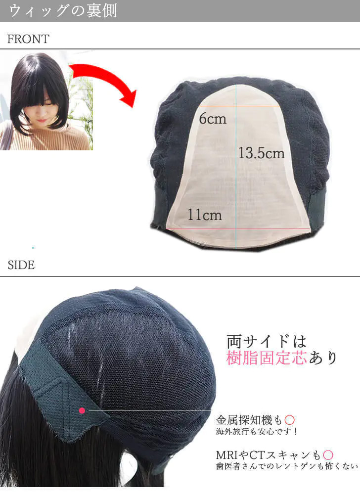 人毛ミックス「ツヤボブ」-裏側（前・横）