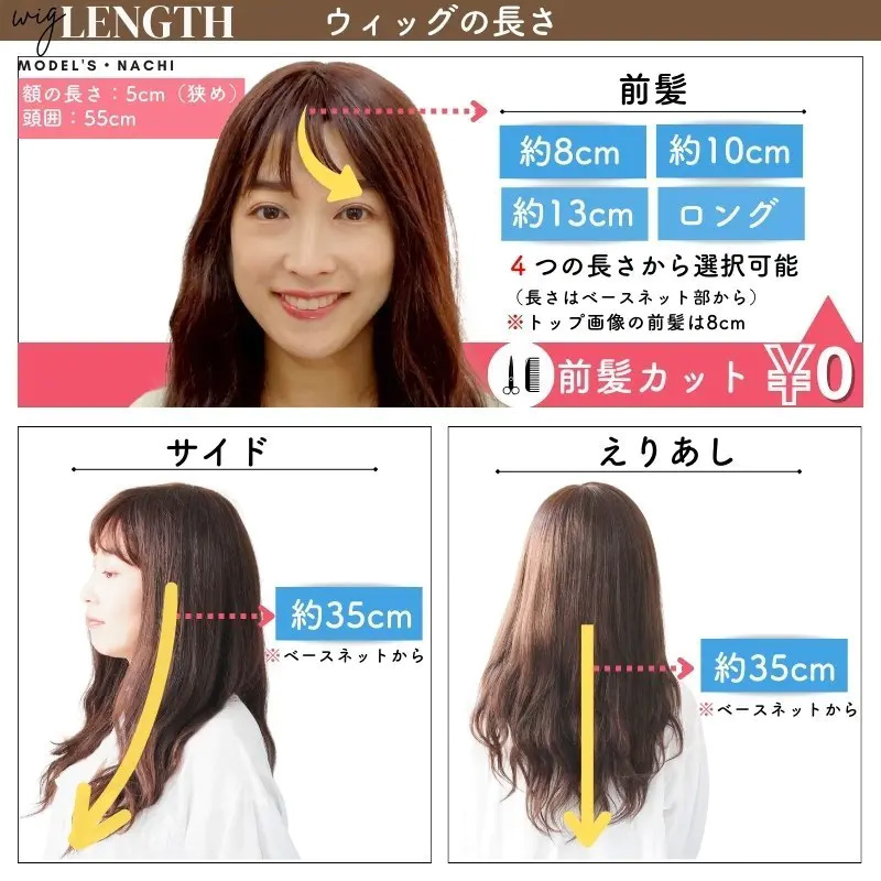 医療用ウィッグ・ウェービーロング/ウィッグの長さ 医療用ウィッグ・ウェービーロング/ウィッグの長さ