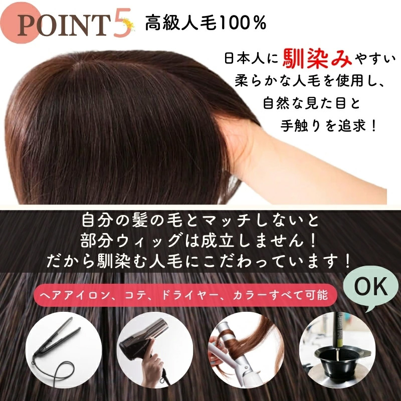 ヘアピース/高級人毛100% ヘアピース/高級人毛100%